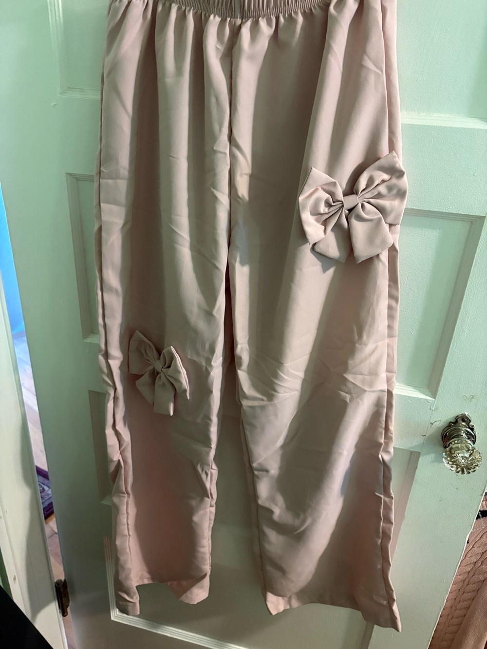 Amazon Girls Pink Bow-Accent Wide Leg Trousers